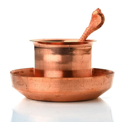 Traditional Indian Panch Patra Lota Prasad Plate with Achmani Spoon Pooja Utensils Accessory Item Articles for Mandir Temple Festival Pooja Purpose Religious Occasions(Panchpatra Set-3 Pcs) - color: Panchpatra Set-3 Pcs