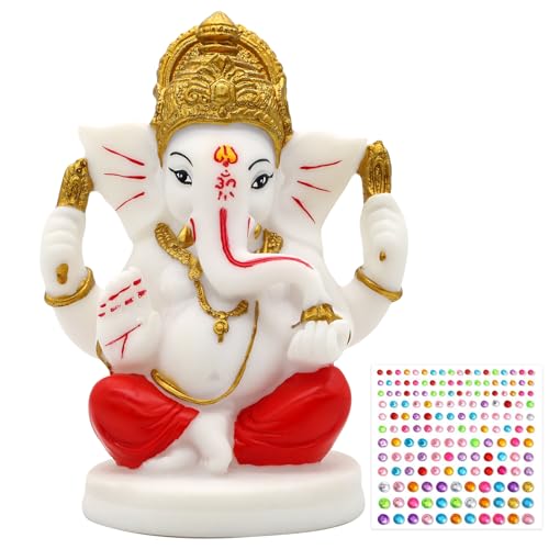 alikiki Polystone Lord Ganesha Statue - 5”H Hindu God Ganpati Idol for Pooja Mandir Home Office Decor Ganesh Murti Temple Altar Shrine Puja Item Indian Spiritual Gifts