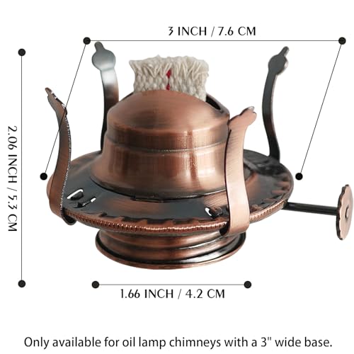 Oil Lamp Burner #2 Size Bronzy Plated Burner for Antique Lamps Oil Lamp Replacement Kerosene Lamps Parts with Reduction Collar and Cotton Lamp Wick Fits Holds a 3 Inch Base Chimney - color: Pink Bronze/1 Pk