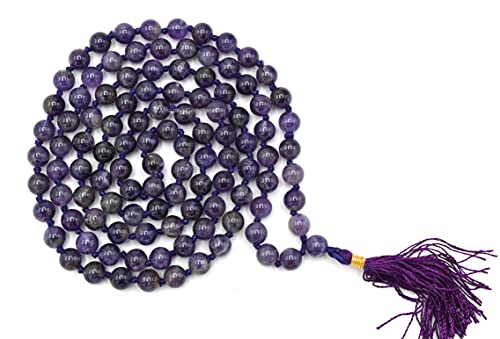 Amazing Gemstone Amethyst Mala - Knotted - color: Amethyst, style: Knotted