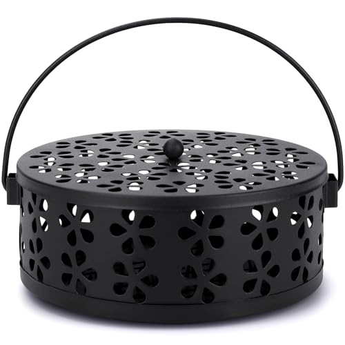 Mosquito Incense Coil Holder Indoor Outdoor Citronella Incense Coil Holder for Home Patio Camping (Black) - color: Black