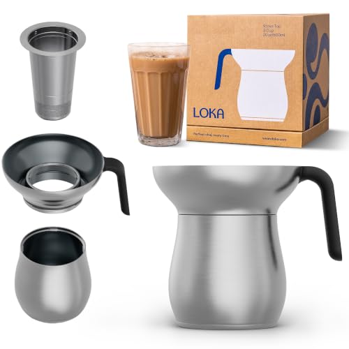Loka Chai Maker 20oz - Authentic Masala Teapot - Stainless Steel Strainer - style: Stainless Steel Strainer