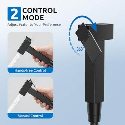 Arofa Built-in Hot and Cold Bidet Sprayer, Hands-Free Control, Matte Black - color: Black, size: Built-in Hot & Cold Water Modes-Square