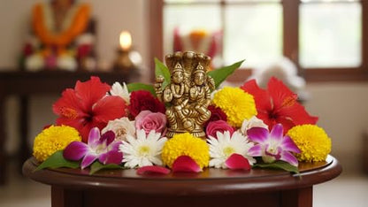 2.25 Inches Solid Brass Laxmi Narayan Murti | Lord Vishnu & Goddess Lakshmi Seated on Shesh Nag in Blessing Pose | Small Idol for Home Temple, Puja Room & Diwali Gift - size: Laxmi-Narayan