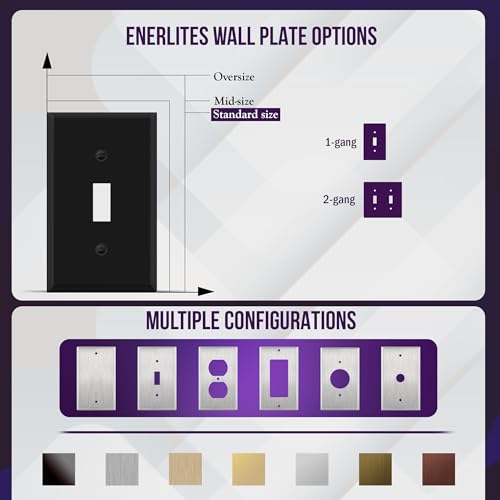 ENERLITES Toggle Light Switch Metal Wall Plate, 1-Gang, Black Matte - color: Black Matte, size: Standard Size