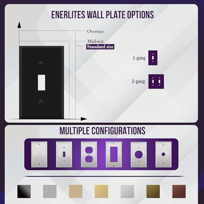 ENERLITES Toggle Light Switch Metal Wall Plate, 1-Gang, Black Matte - color: Black Matte, size: Standard Size