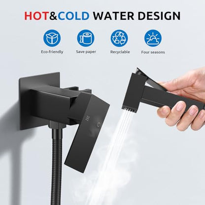Arofa Built-in Hot and Cold Bidet Sprayer, Hands-Free Control, Matte Black - color: Black, size: Built-in Hot & Cold Water Modes-Square