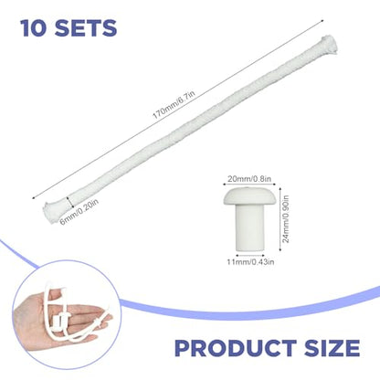 10 PCS Oil Lamp Wicks - Round Cotton Oil Candle Wicks with Glass Tube Holder, Replacement Wick for Oil Lamps, Emergency Lighting and Laboratory Use
