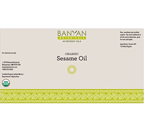 Banyan Botanicals Organic Unrefined Sesame Oil – Rich & Warming Ayurvedic Massage Oil for Body & Scalp – Traditional Abhyanga Oil for Deep Tissue Grounding & Recovery – 34 oz – USDA Organic - size: 34 Fl Oz (Pack of 1)