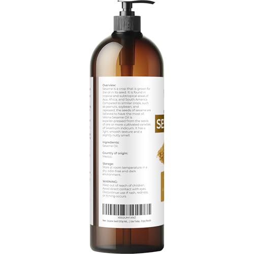 velona Sesame Seed Oil - 32 fl oz, Expeller Pressed, Refined, with Pump - size: 32 Fl Oz (Pack of 1)