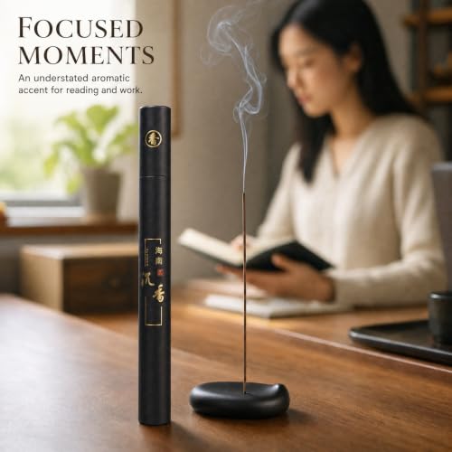 Hainan Agarwood Incense Sticks (40 Pack) - Premium Chinese Agarwood, Coreless & Low Smoke for Temple, Meditation & Aromatherapy | Natural, Non-Toxic Oudh Incense for Spiritual Relaxation (agarwood)