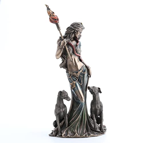 Veronese Design 13 3/8" Tall Cold Cast Resin Antique Bronze Finish Hecate Greek Goddess of Magic with Her Hounds Statue Figurine - color: Bronze, size: Large