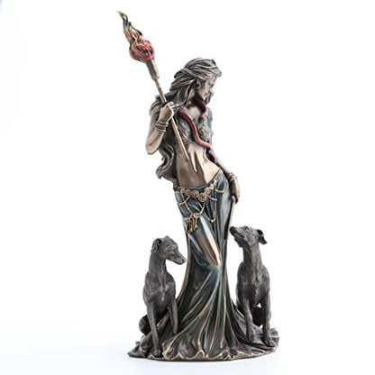 Veronese Design 13 3/8" Tall Cold Cast Resin Antique Bronze Finish Hecate Greek Goddess of Magic with Her Hounds Statue Figurine - color: Bronze, size: Large