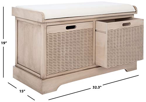 Safavieh Home Collection Landers Sand 2-Drawer/Cushion Storage Bench (Fully Assembled) BCH5702D - color: Sand