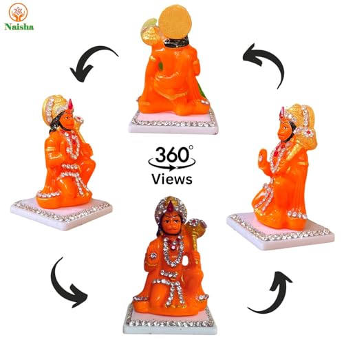 NAISHA Hanuman Ji Murti, 3.5 Inch Bajrangbali Idol with Gada Design