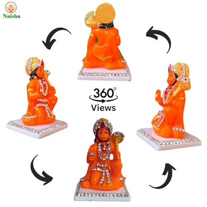 NAISHA Hanuman Ji Murti, 3.5 Inch Bajrangbali Idol with Gada Design