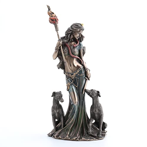 Veronese Design 13 3/8" Tall Cold Cast Resin Antique Bronze Finish Hecate Greek Goddess of Magic with Her Hounds Statue Figurine - color: Bronze, size: Large