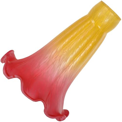 Bieye LS16S Lily Flower Blown Glass Lampshade (Yellow Red, Opening I.D. 0.87" x O.D. 1") - color: Yellow Red, size: Small I.D. 0.87" x O.D. 1"