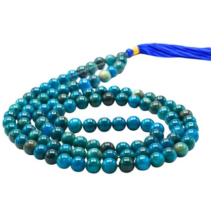 Amazing Gemstone Apatite Mala Beads - 108 Prayer Beads for Meditation and Mindfulness Practice, Handcrafted Mala Beads with Natural Gemstones for Spiritual Healing and Relaxation(Plain) - color: Apatite, style: Plain
