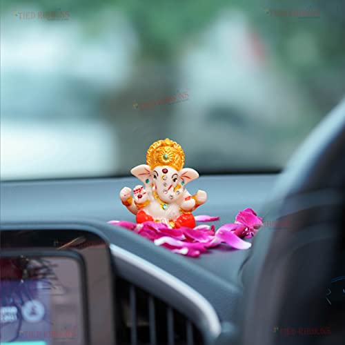 TIED RIBBONS Ganesh Idol 2.3 Inch, Resin | Ganesh Statue Sculpture for Car Dashboard, Home, Temple Decor | Indian God | Car Dashboard Accessories | Ganesha Decorations