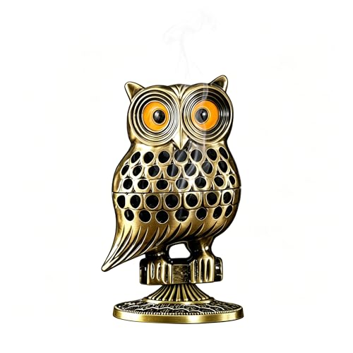Alloy Owl Shaped Incense Burner with Incense Coils-(Aeneous) - color: Aeneous