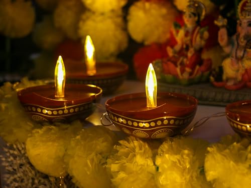 alikiki Diwali Diya String Lights - Diwali Gift Decor 10PCS LED Deepawali Battery Operated Diyas Indian Pooja Room Home Office Mandir Puja Gifts Hindu Wedding Light
