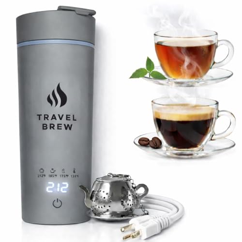 Portable Travel Kettle with Tea Infuser- Mini Electric Kettle with 4 Temperature Settings, with Auto Shut-Off & Boil Dry Protection (Gray) - color: Gray