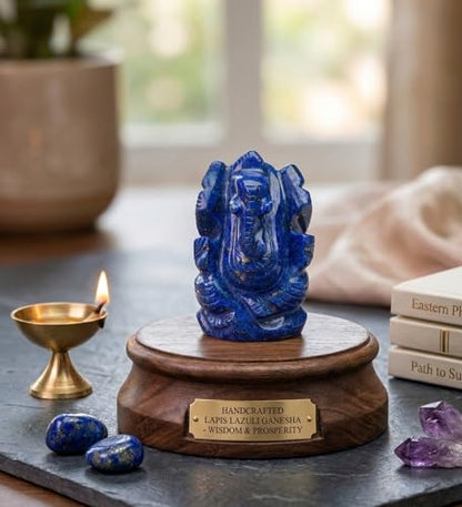 Lord Ganesha Statue Sculpture (1.5 inch) - Natural Lapis Lazuli Stone Ganesh Sculpture, Beautiful Lapis Lazuli Ganesh Idol, Pocket Ganesh Statue - color: Lapis Lazuli Ganesh