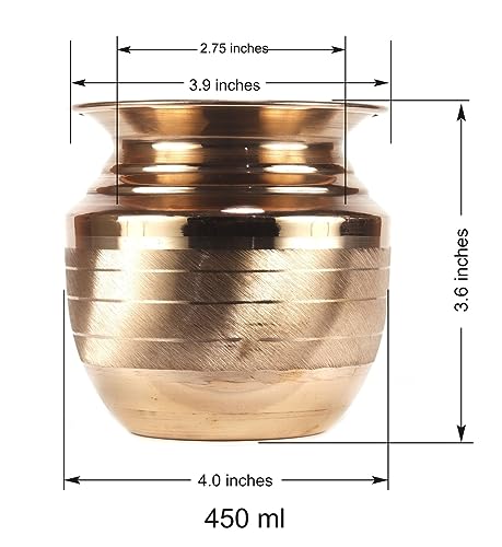ASHIRWAD Pure Copper Kalash Lota for Pooja Prayer Kalash Arti Puja Pot sizes For New Home | AE000184-02 (450 ml) - style: 450 ml