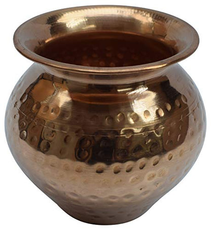 Indian Copper Large Kalash Lota Handmade Drinkware for Festival Puja