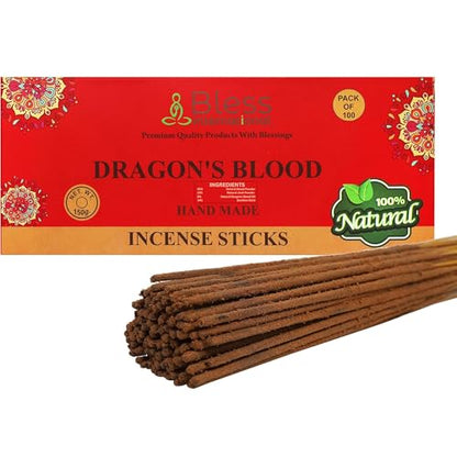 Bless-Organic-Dragons-Blood 100%-Natural-Handmade-Incense-Sticks - color: Dragons Blood, size: 100 Sticks (5.25 OZ/150 GM)