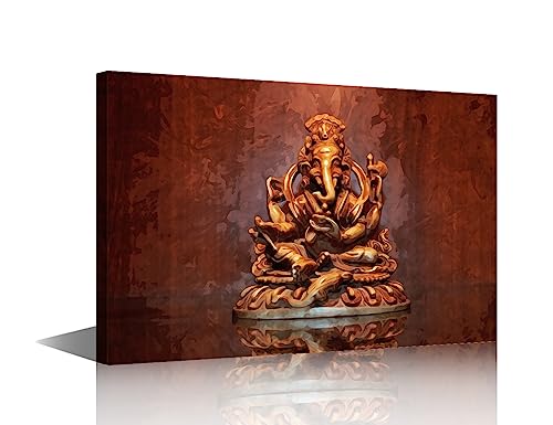 1 Piece Ganesha Wall Art for Living Room Red Background Bedroom Wall Decor Hinduism Wall Paintings for Office Print On Canvas Hindu God Modern Artwork Stretched and Framed Ready to Hang, 16"Wx24"H - color: Artwork-07, size: 24"L x 16"W