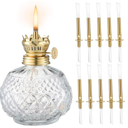 Oil Lamp Wicks 10 Pcs Alloy Fiber Tubes for Kerosene Lamps
