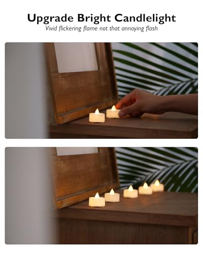 BEICHI 24Pcs Flameless LED Tea Lights with Remote & Timer,White Base,400Hrs - color: Warm White Light, White Shell, size: 24-Pack