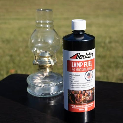 Aladdin Clear Lamp Oil Fuel - Kerosene Alternative Clean Burning Odor Free for Indoor/Outdoor Flat Wick Lanterns, Lamps and Tiki Torches, 384 Ounces - size: 384 ounces