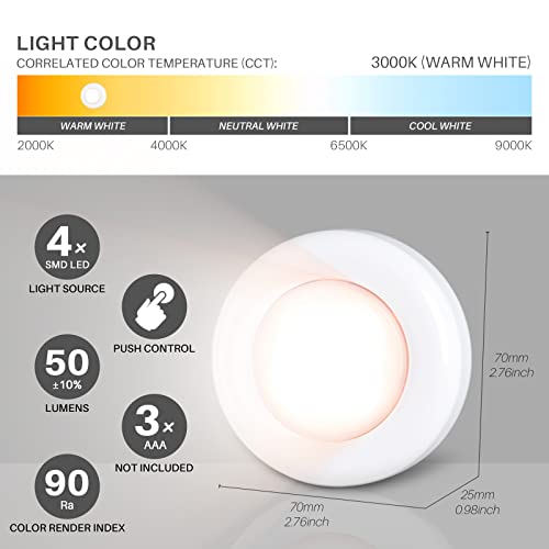 STAR-SPANGLED 2.8” LED Puck Lights Under Cabinet AAA Battery, 5 Pack Warm - color: Warm White