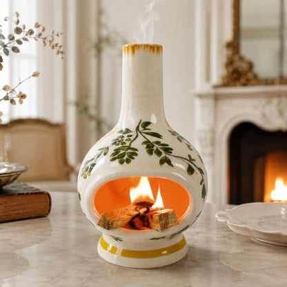 MOUGIGI Palo Santo Burner with Chimney-Ceramic Incense Holder for Sage,Cone - color: Vines-green
