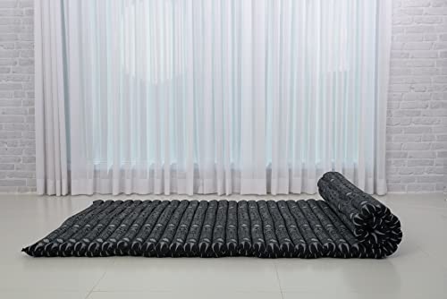 Leewadee Wide Thai Roll Mat 75 x 39 inches Kapok Firm - color: Cbt4 - Black, size: L: 75x39"