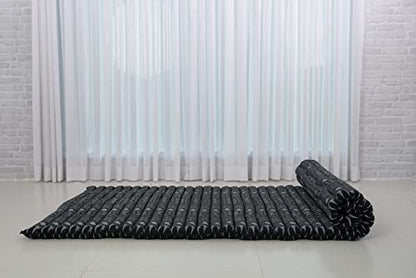 Leewadee Wide Thai Roll Mat 75 x 39 inches Kapok Firm - color: Cbt4 - Black, size: L: 75x39"