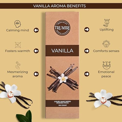 Vanilla Incense Sticks - Pack of 100 Insence-Sticks - Inciensos Aromaticos para La Casa Made with Natural Inscent Ingredients - Scented Insence Non Toxic Incents - color: Vanilla