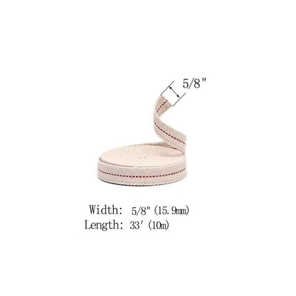 5/8" Inch Lamp Wick or Lantern Wick -Flat Cotton Oil Wicks for Hurricane Lamp or Kerosene Based Lanterns and Candle Burners，Red Stitch 33ft/ Roll - size: 5/8"-33 feet(10m)