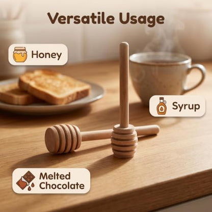25PCS Wooden Honey Dipper Sticks, 3 inch Mini HoneyComb stick