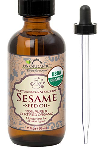 US Organic Sesame Seed Oil, Certified Organic, Untoasted, Unrefined Virgin, Pure & Natural, Cold Pressed, in Amber Glass Bottle w/Glass Eyedropper, Sourced from Mexico (2 oz (Small)) - size: 2 Fl Oz (Pack of 1)
