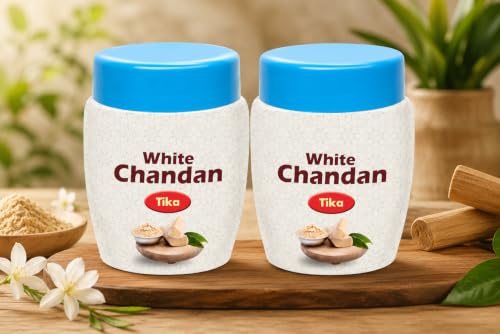Safed Chandan Tika, White Sandalwood Paste for Pooja,Navratri Pooja, Diwali Pooja, Hawan Pooja Samgiri Pack of 2 pcs (40 gram each)