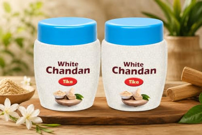 Safed Chandan Tika, White Sandalwood Paste for Pooja,Navratri Pooja, Diwali Pooja, Hawan Pooja Samgiri Pack of 2 pcs (40 gram each)