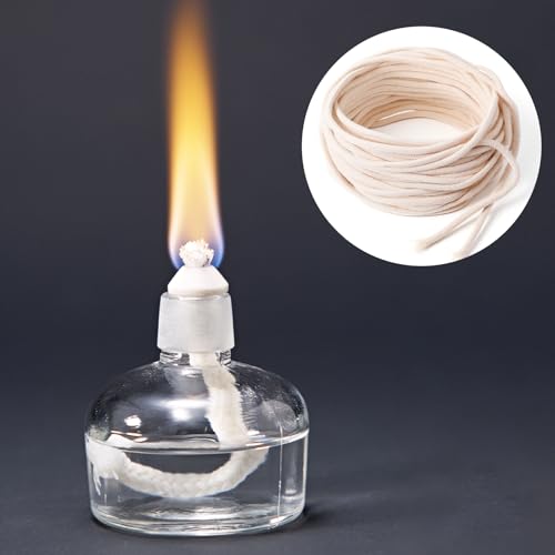 32.8 Ft Oil Lamp Wicks, 1/8 Inch Round Cotton Wicks for Oil Lamps Braided Candle Replacement Wick for Alcohol Kerosene Lamp DIY Handmade Candle Making Supplies