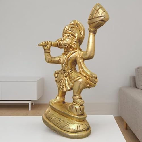 Brass Hanuman Idol 3.5 Inch (200g) – Lord Bajrangbali Anjaneya Pavanputra Statue, Hindu God Murti for Pooja, Home Temple Decor & Worship, Decorative Brass Sculpture, Spiritual Gift for Home & Office