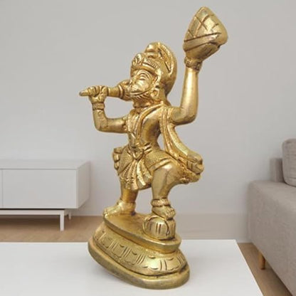 Brass Hanuman Idol 3.5 Inch (200g) – Lord Bajrangbali Anjaneya Pavanputra Statue, Hindu God Murti for Pooja, Home Temple Decor & Worship, Decorative Brass Sculpture, Spiritual Gift for Home & Office