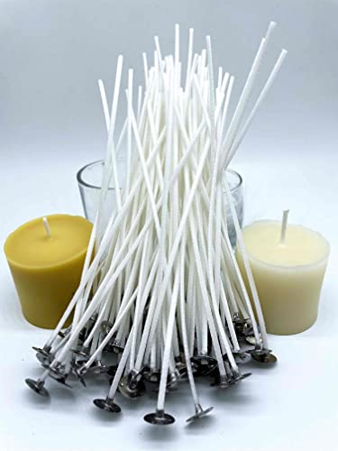 Beesworks 100 Piece Cotton Candle Wick 6" Pre-Waxed for Candle Making, Candle DIY