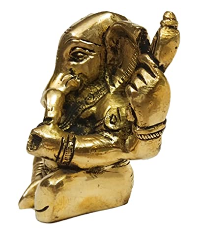 athizay Brass Ganesha Idol Padmasan Ganpati Statue in Antique Finish | Hindu God Figurine for Home Temple, Gifting, and Spiritual Decor (Sitting Cross-Legged Posture)